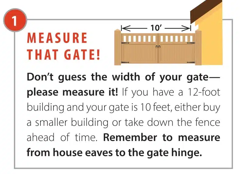 shed delivery tips measure that gate