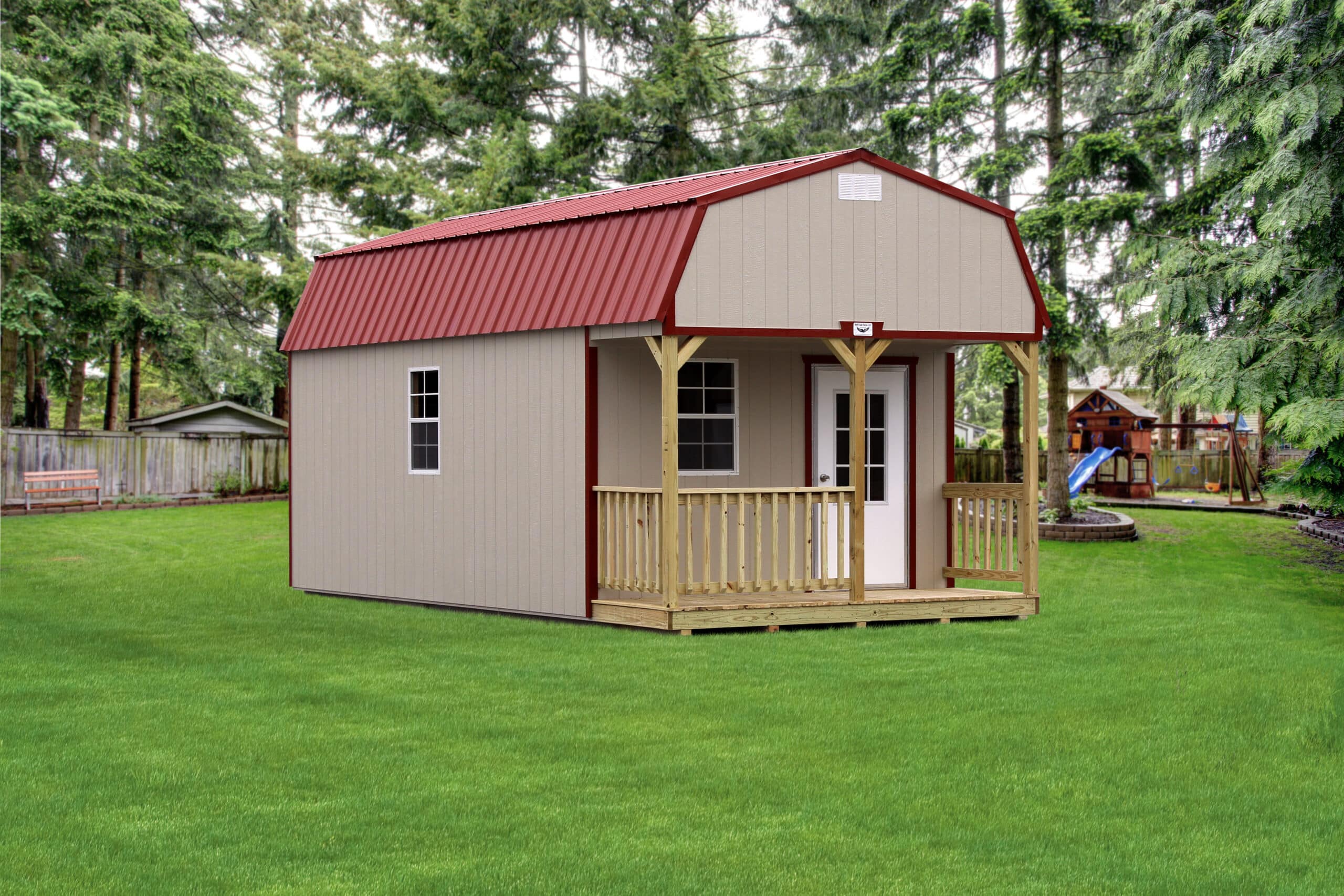 barn cabin red roof