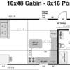 16x48 Cabin - 8x16 Porch Trad. Door. Pl. - 1 (3) 16x48 Cabin