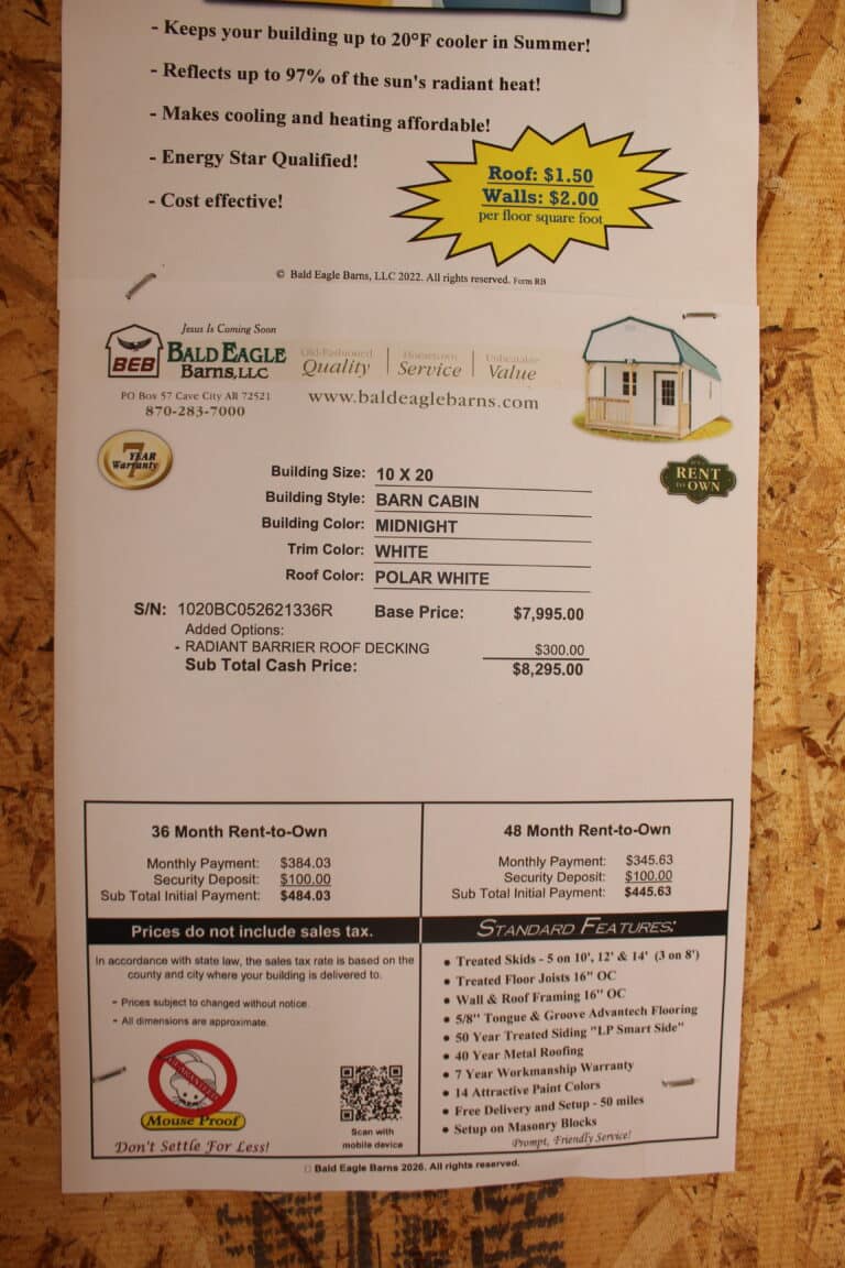 10x20 Barn Cabin