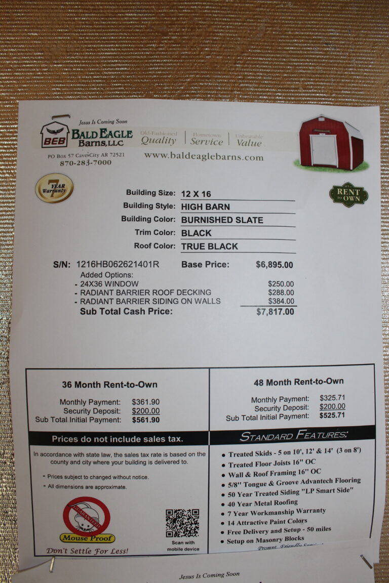 12x16 High Barn