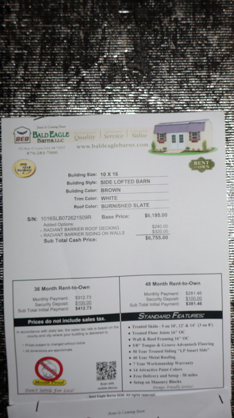 10x16 Side Lofted Barn