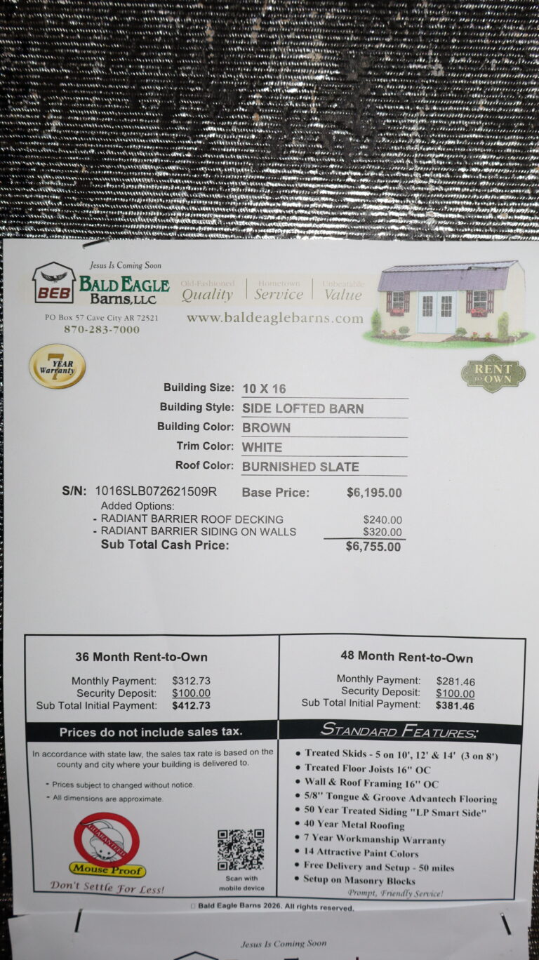 10x16 Side Lofted Barn