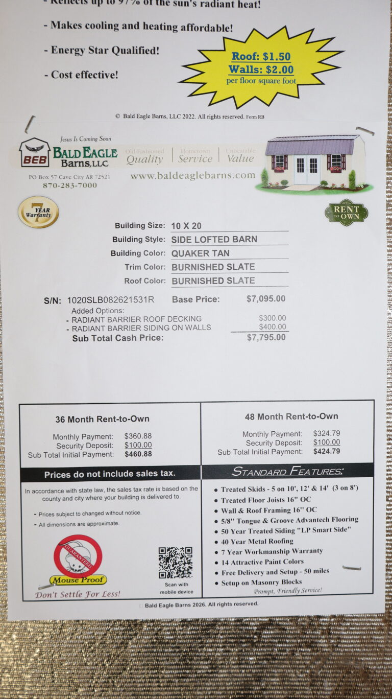 10x20 Side Lofted Barn
