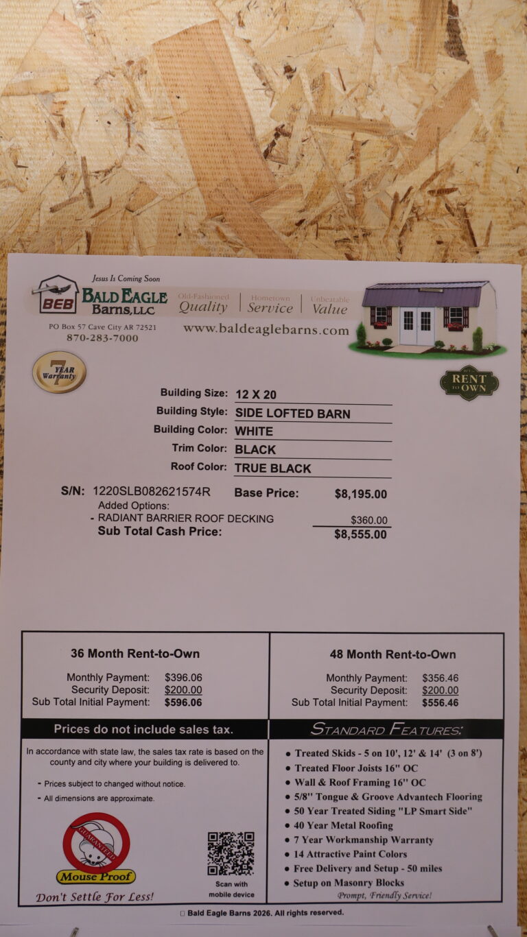 12x20 Side Lofted Barn