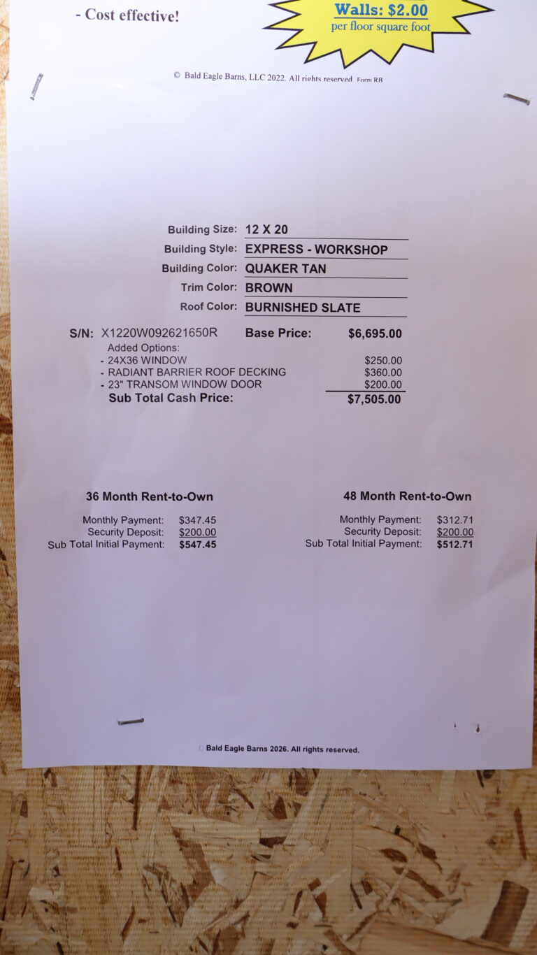 12x20 Express Work Shop