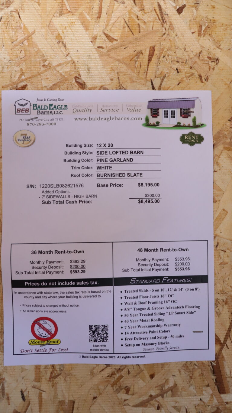 12x20 Side Lofted Barn