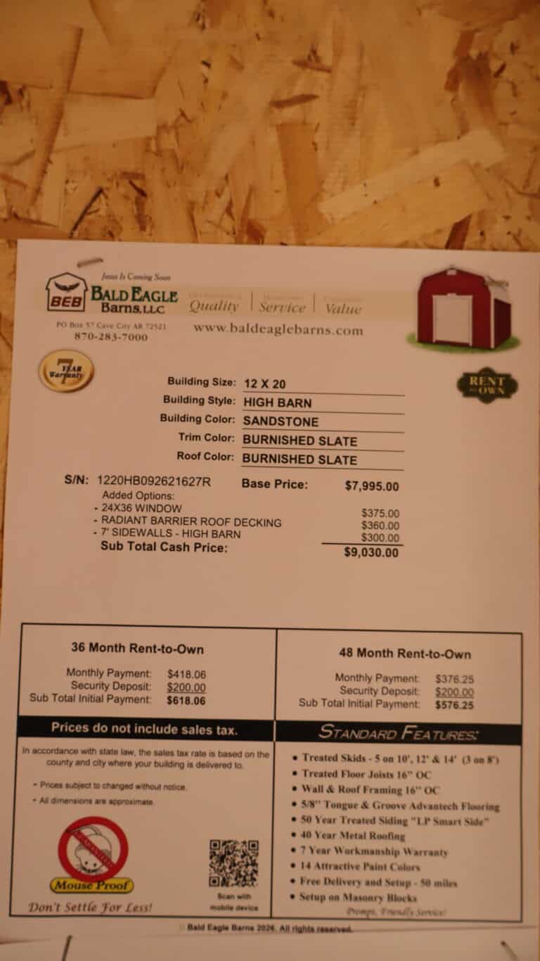12x20 High Barn