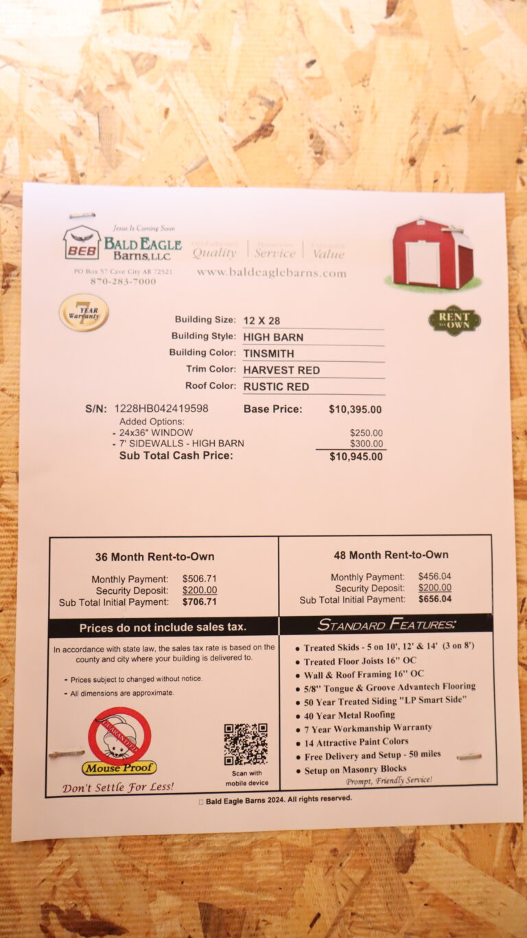 12x28 High Barn