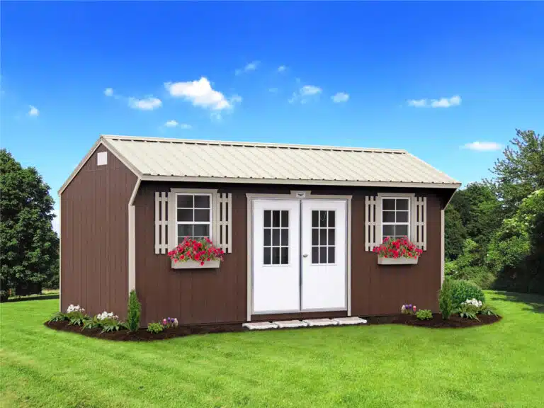 brown sandstone light stone garden shed