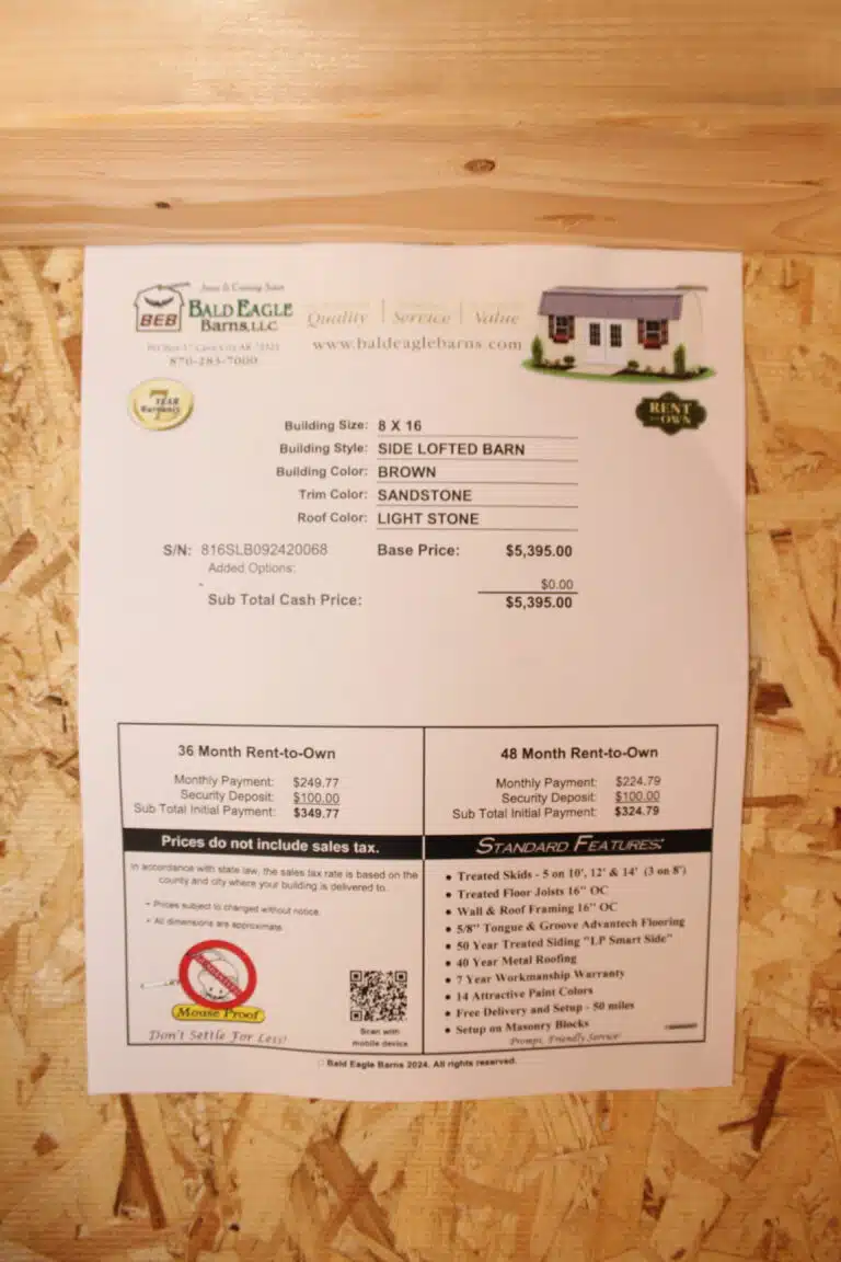 8x16 Side Lofted Barn