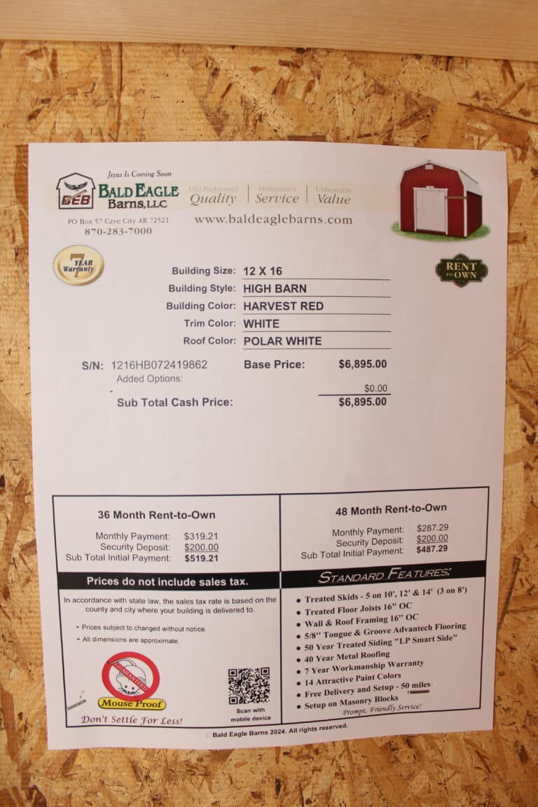 12x16 High Barn