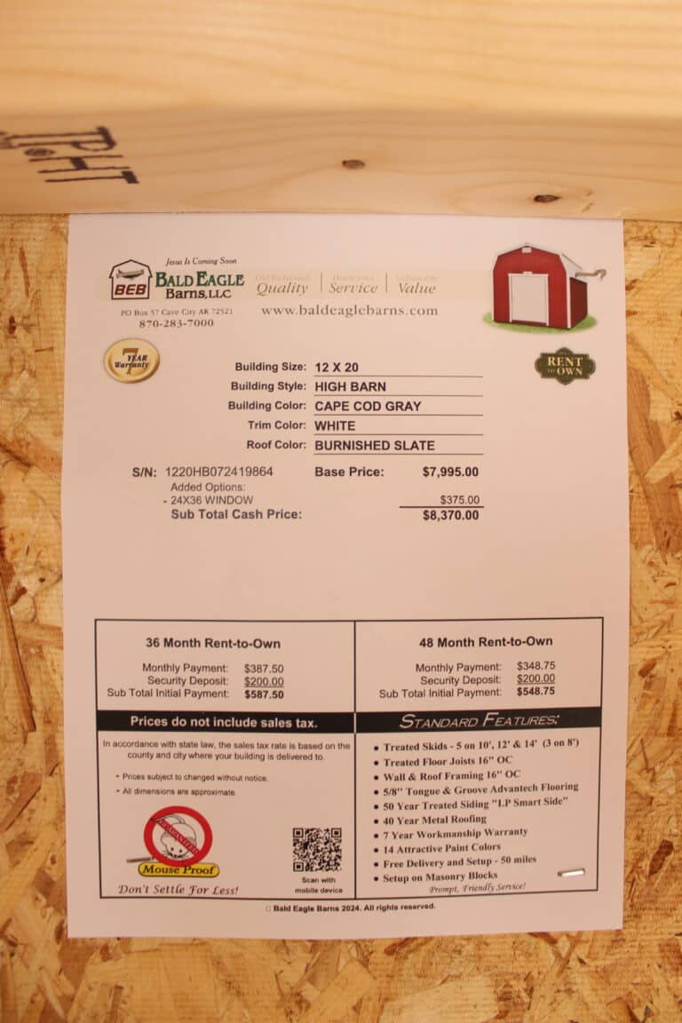 12x20 High Barn