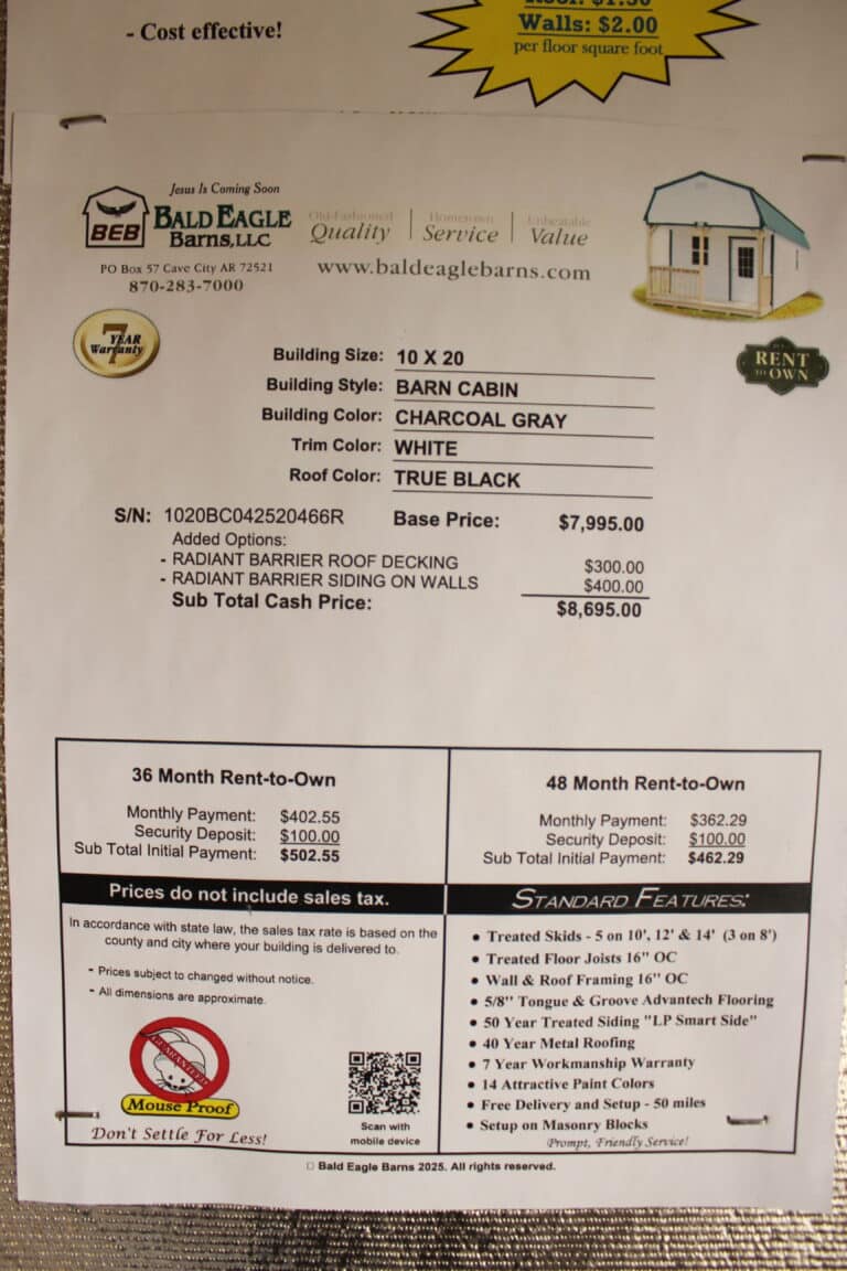 10x20 Barn Cabin - Wynne