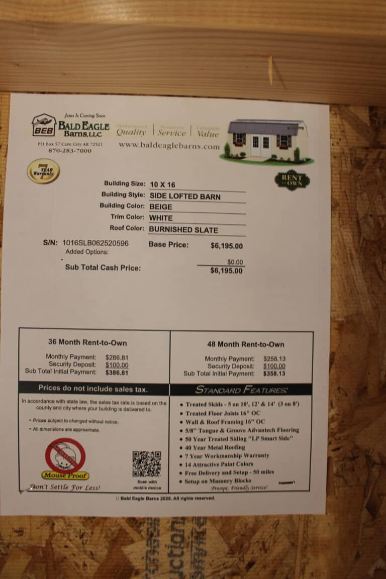 10x16 Side Lofted Barn - Wynne