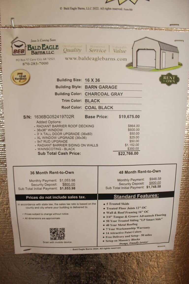 16x36 Barn Garage - Wynne