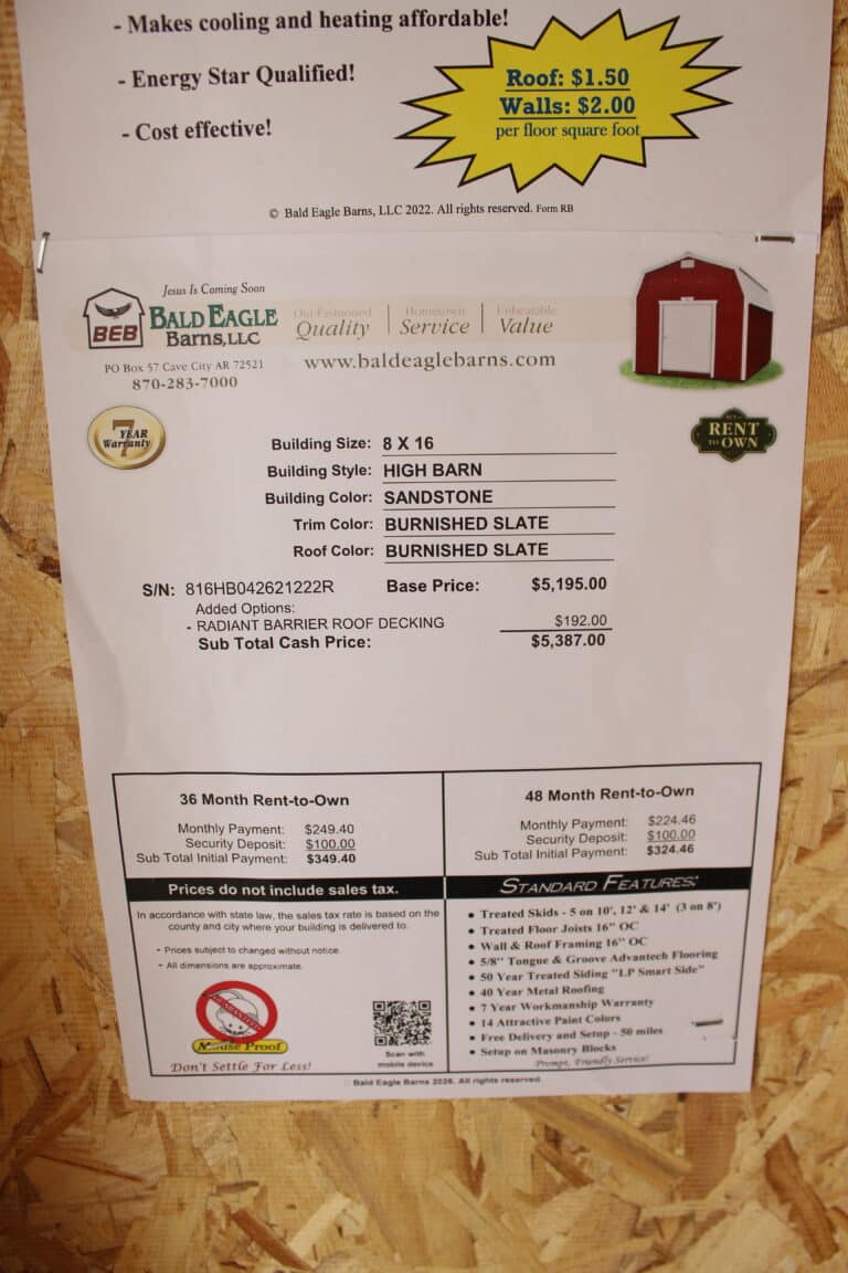 8x16 High Barn