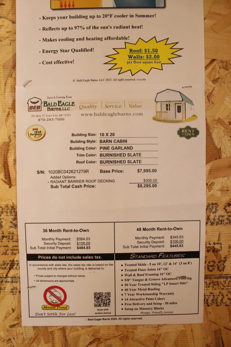 10x20 Barn Cabin
