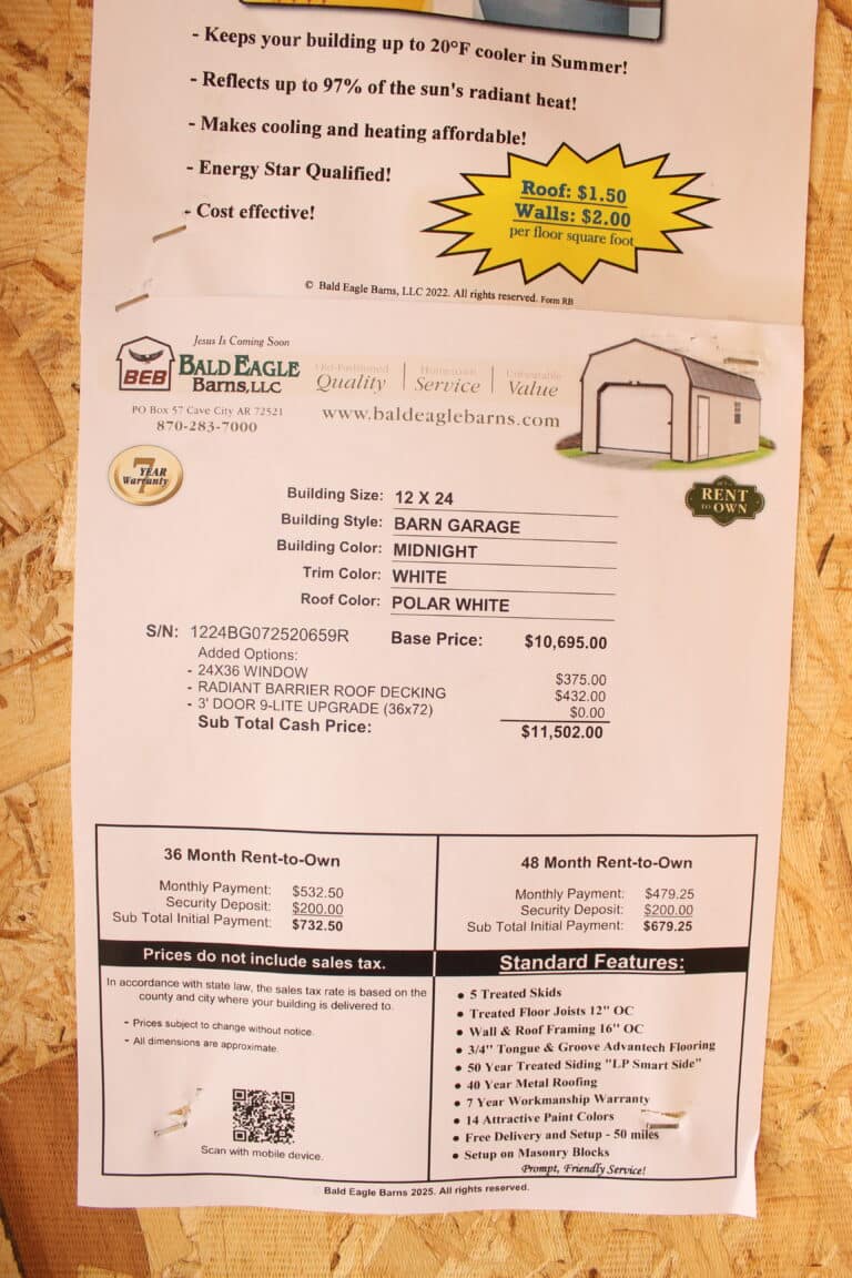 12x24 Barn Garage - Searcy