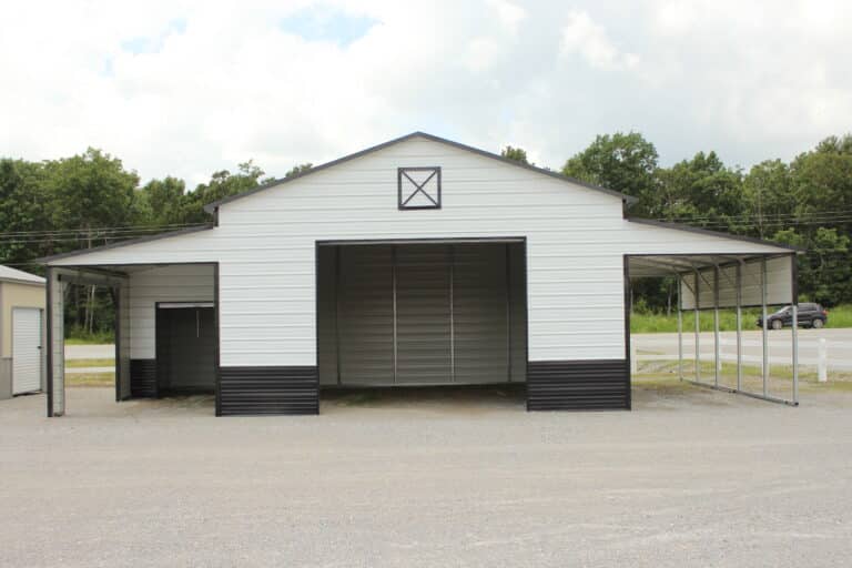 44x25 Metal Horse Barn with Storage Leans