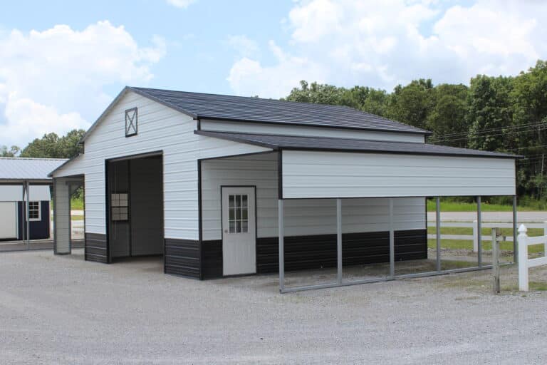 44x25 Metal Horse Barn with Storage Leans