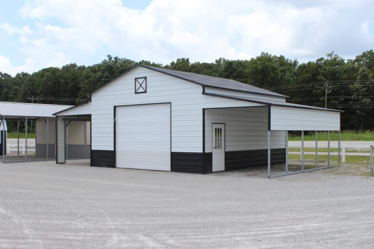 44x25 Metal Horse Barn with Storage Leans