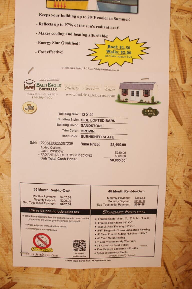 12x20 Side Lofted Barn - Searcy