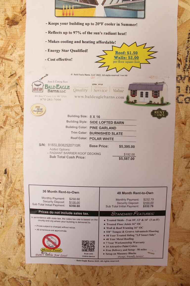 8x16 Side Lofted Barn