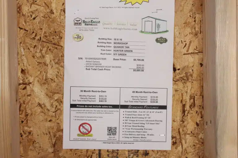10x16 Work Shop - Wynne