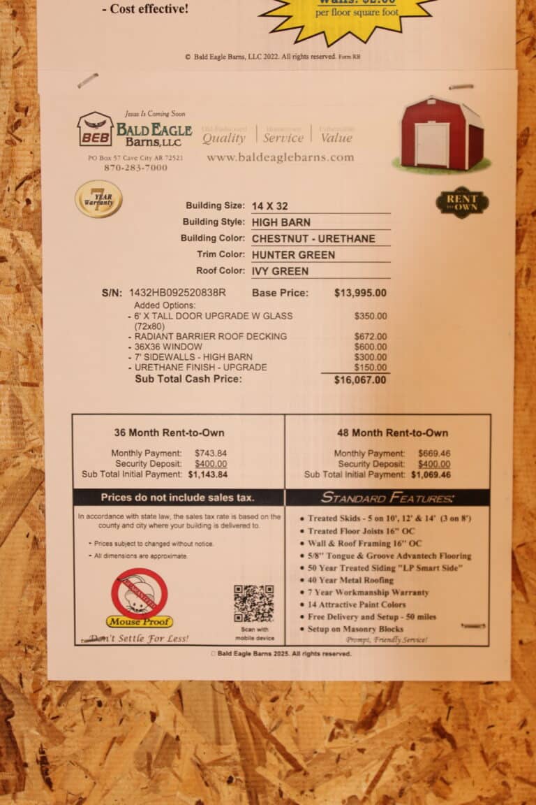 14x32 High Barn - Searcy