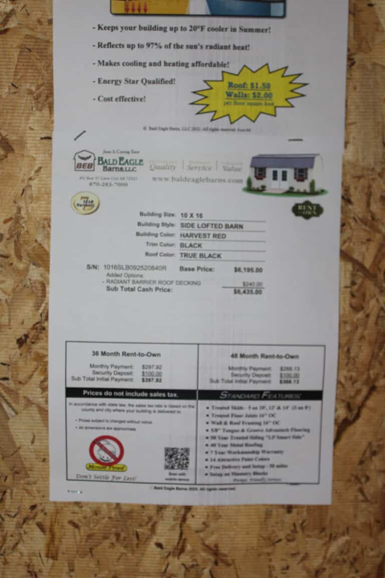 10x16 Side Lofted Barn