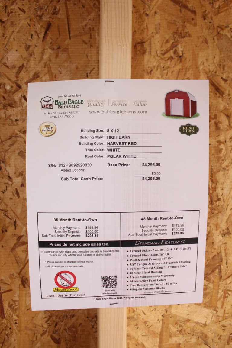 8x12 High Barn