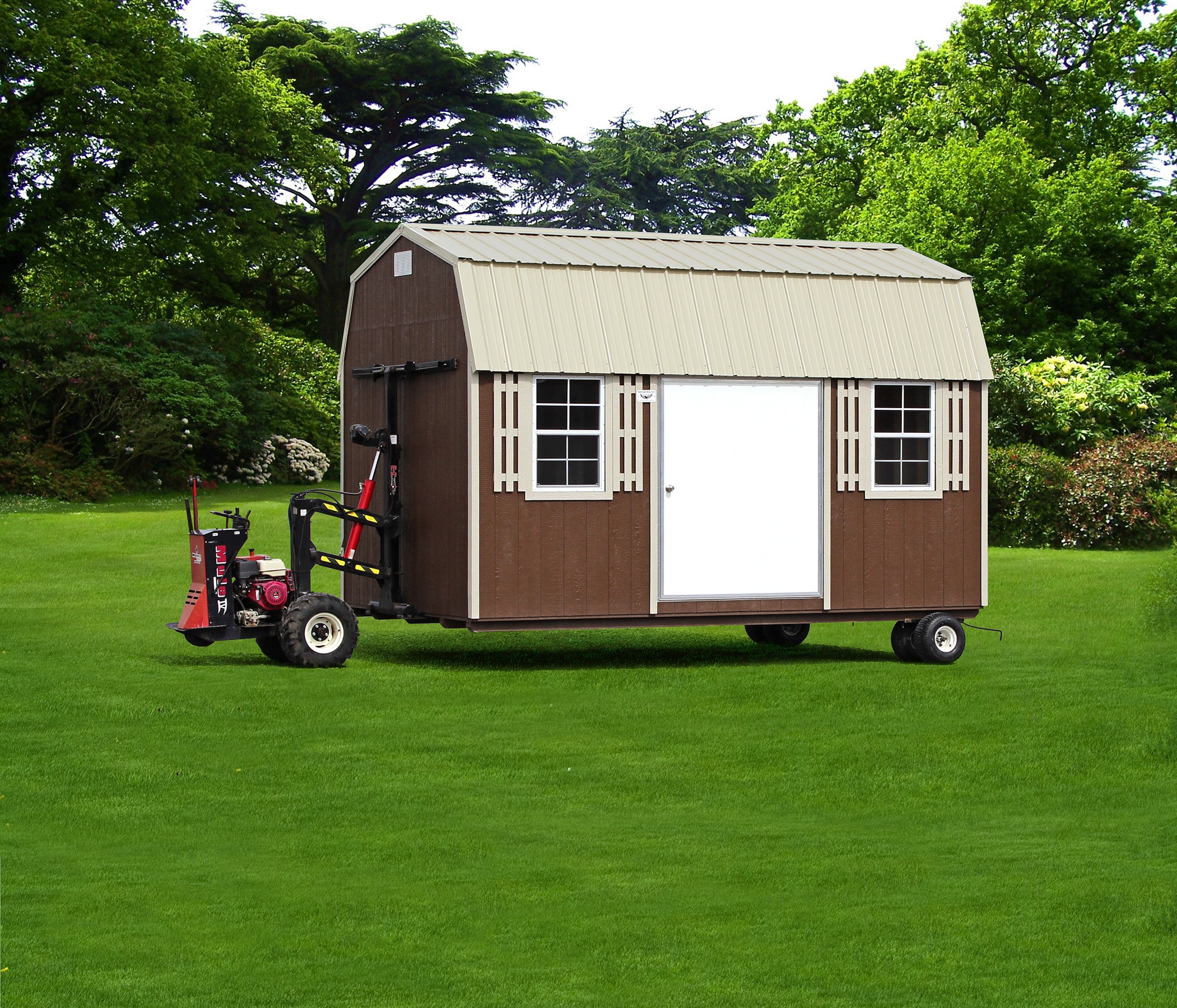 Shed moving equipment carrying shed