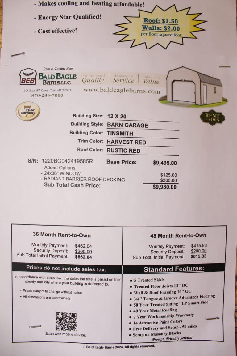 12x20 Barn Garage