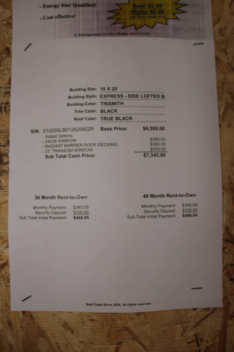 10x20 Express Side Lofted Barn