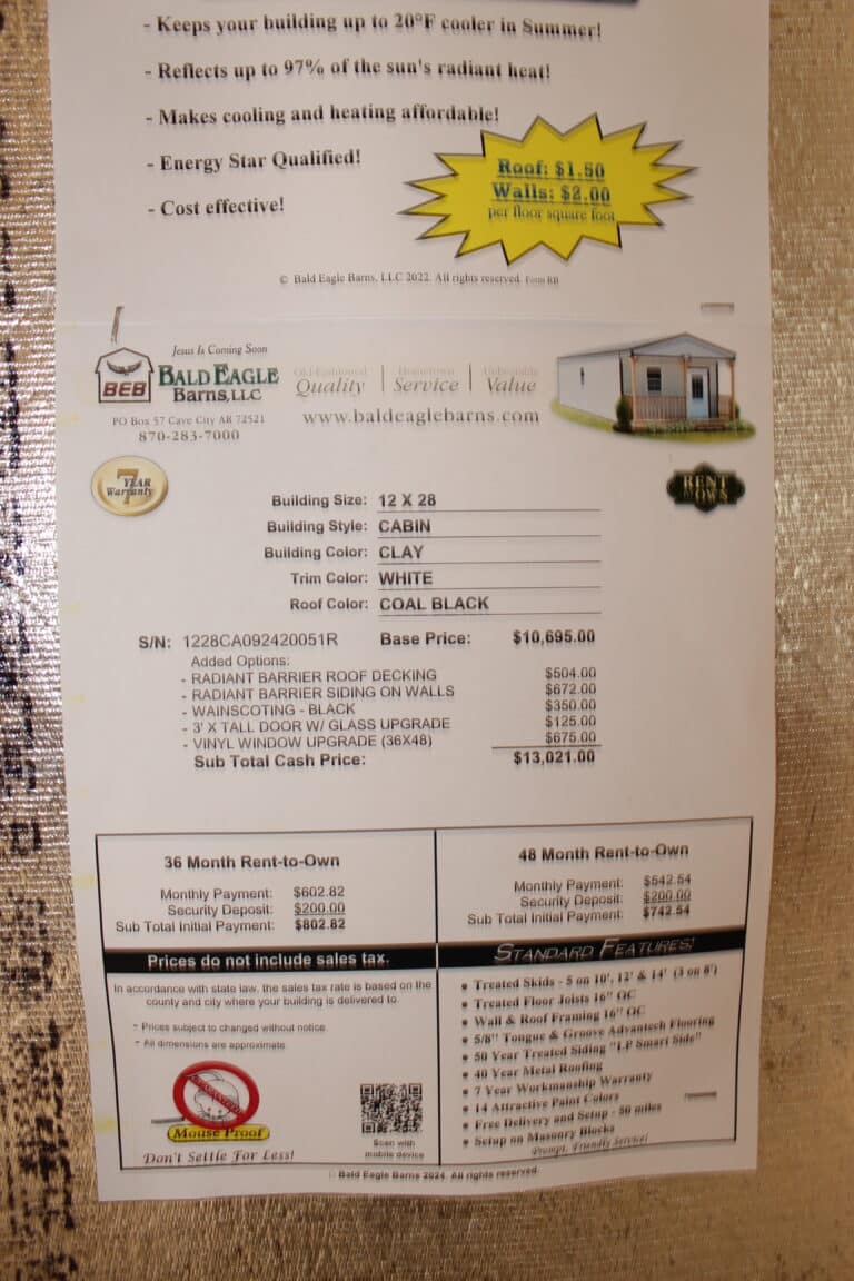 12x28 Cabin