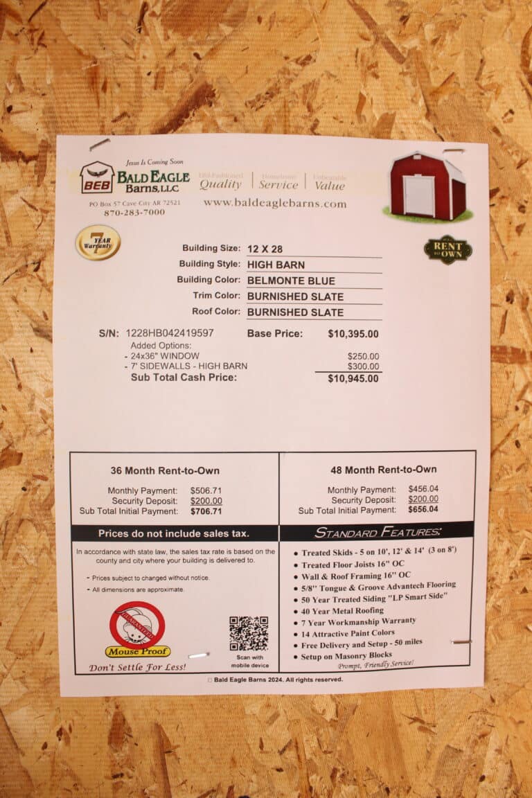 12x28 High Barn