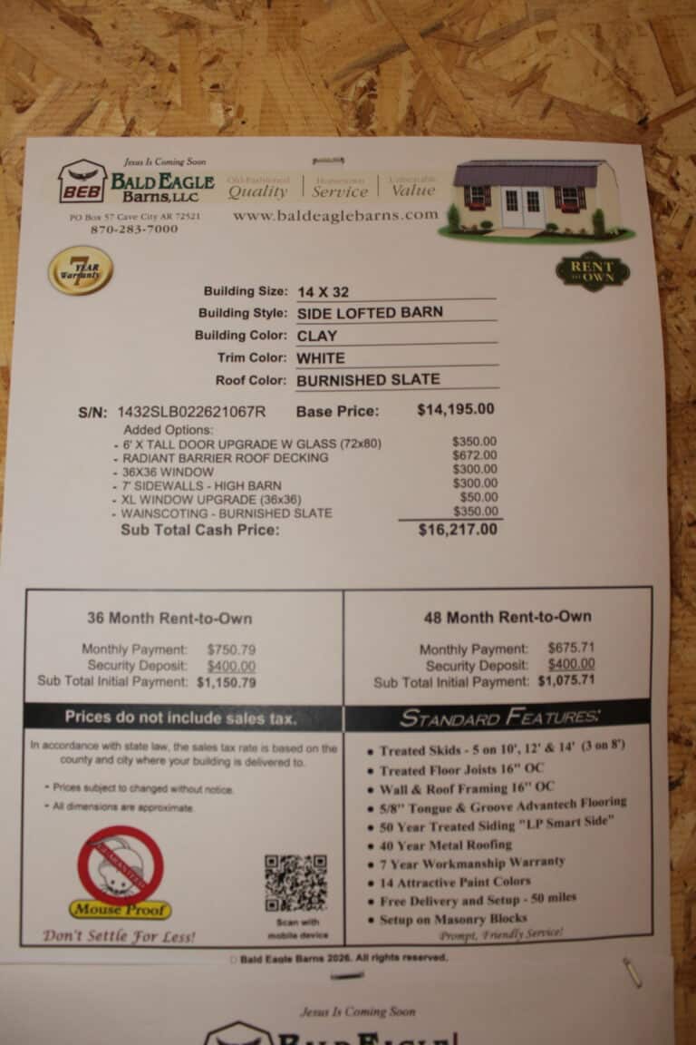 14x32 Side Lofted Barn