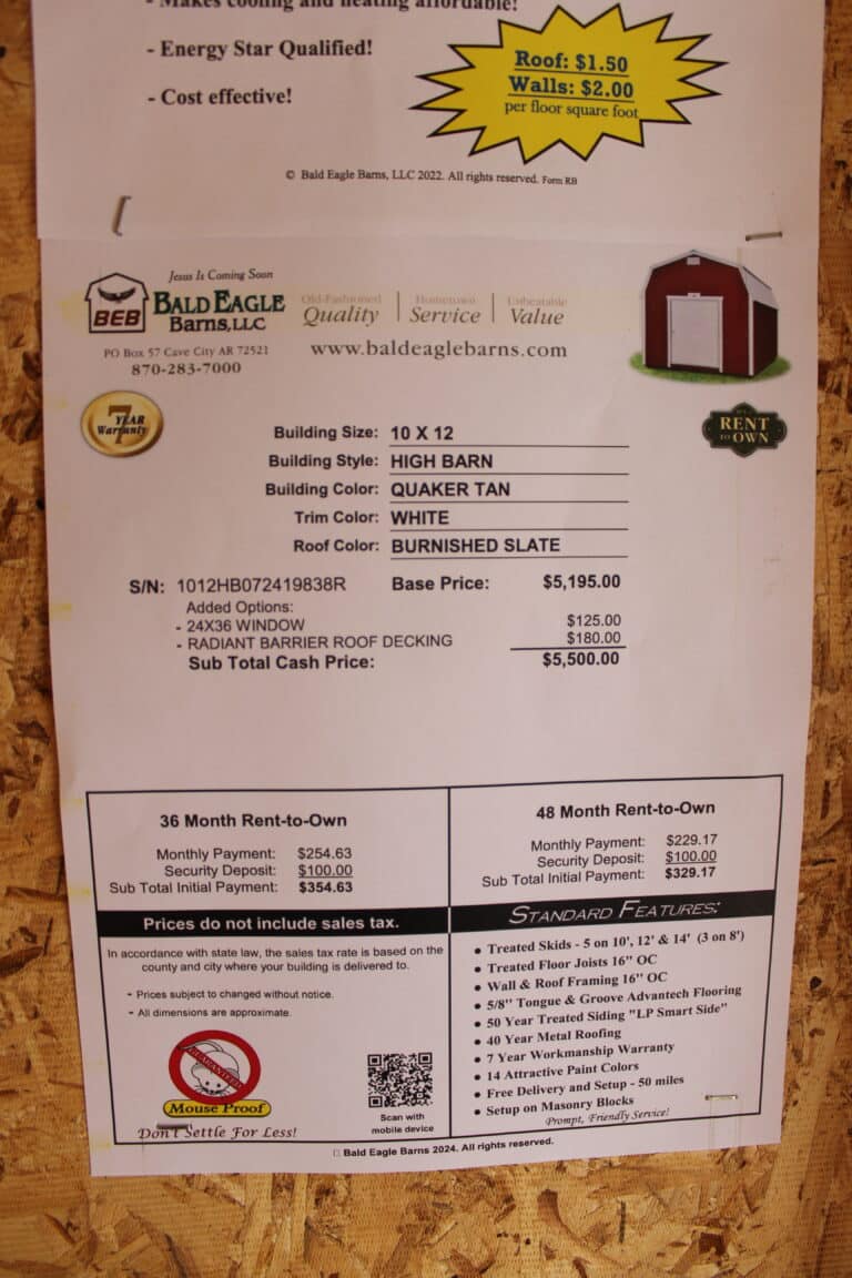 10x12 High Barn