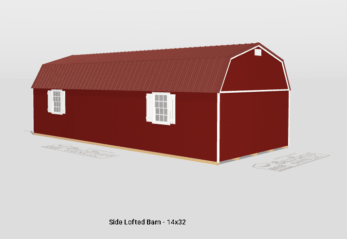 14x32 Custom Side Lofted Barn Design