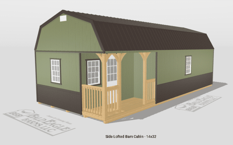 14x32 Custom Side Lofted Barn Cabin Design