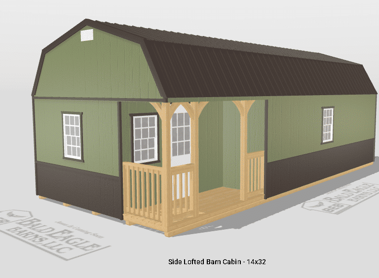 14x32 Custom Side Lofted Barn Cabin Design