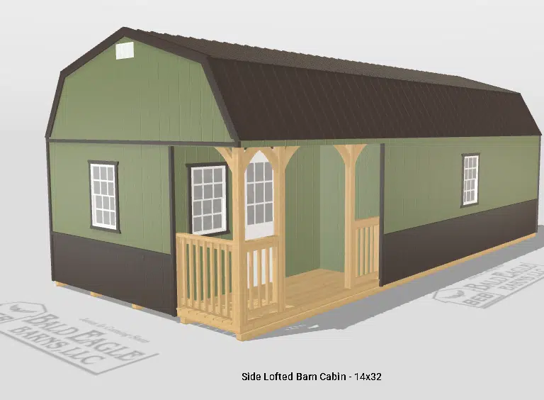 14x32 Custom Side Lofted Barn Cabin Design
