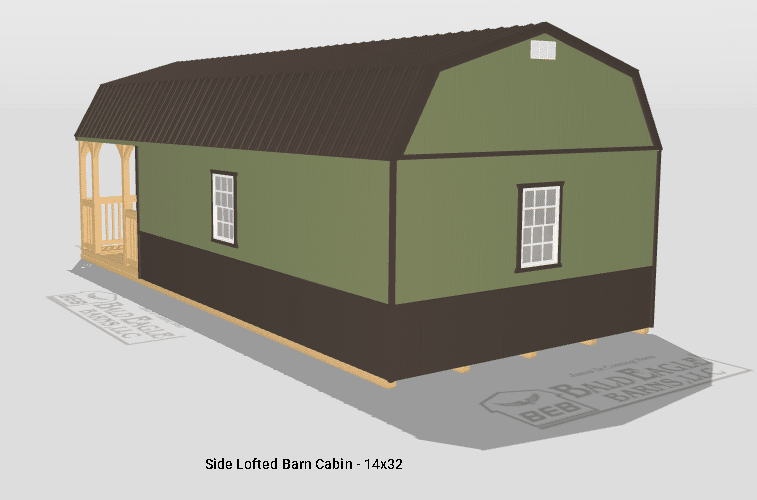 14x32 Custom Side Lofted Barn Cabin Design