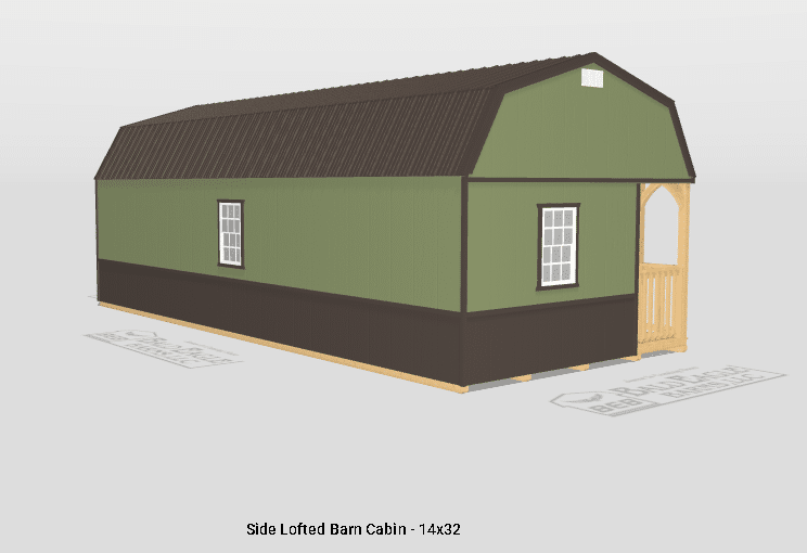 14x32 Custom Side Lofted Barn Cabin Design