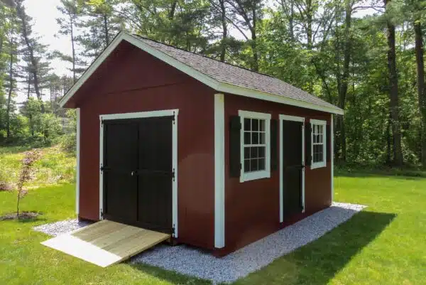 Shed with gravel pad foundation