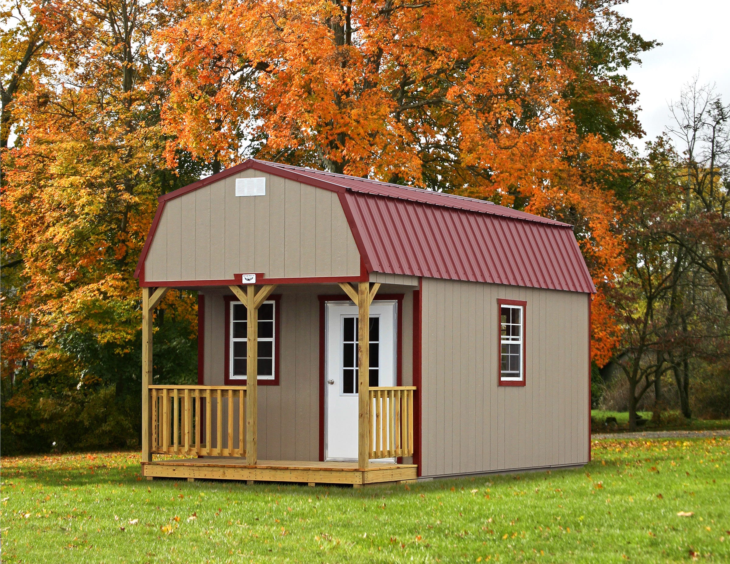 barn cabin with red roof