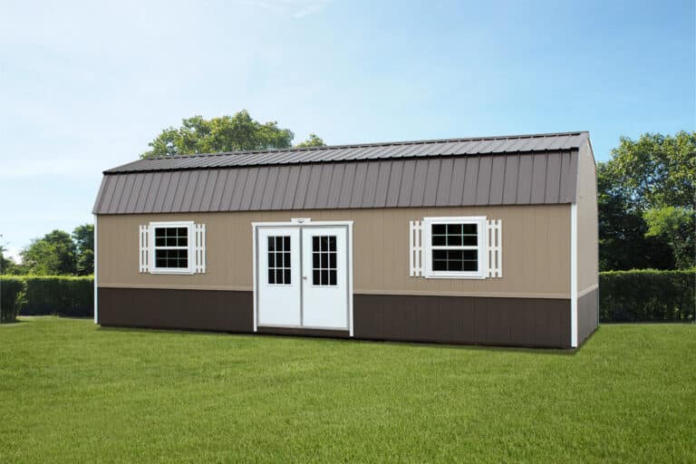 double door two windows lofted barn shed