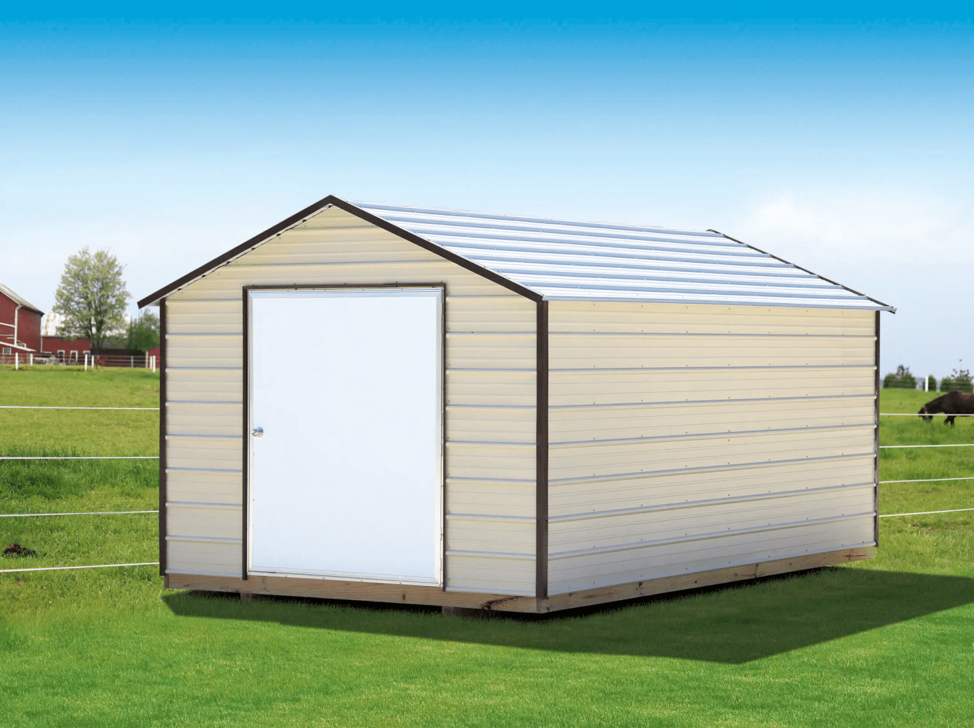 a beige metal shed for sale in pfeiffer AR